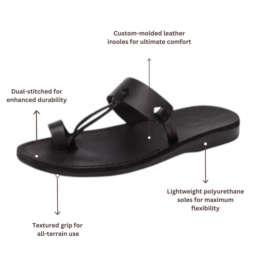 David Leather Open Toe Jerusalem black Sandals The Good Shepherd Mens 43